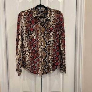 Calvin Klein Snake Print Button Down Blouse Medium Large